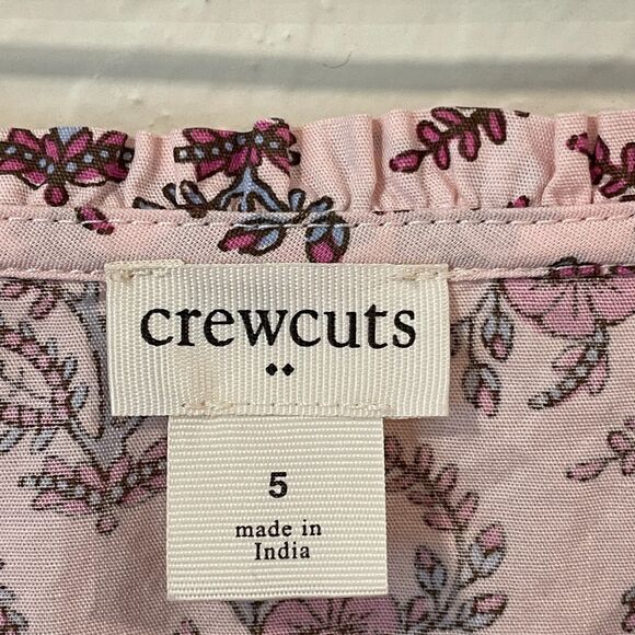 ~ crewcuts Sz 5 Floral Dress J.Crew Tiered Ruffles Pink Blue Button Front Crew - Picture 5 of 12